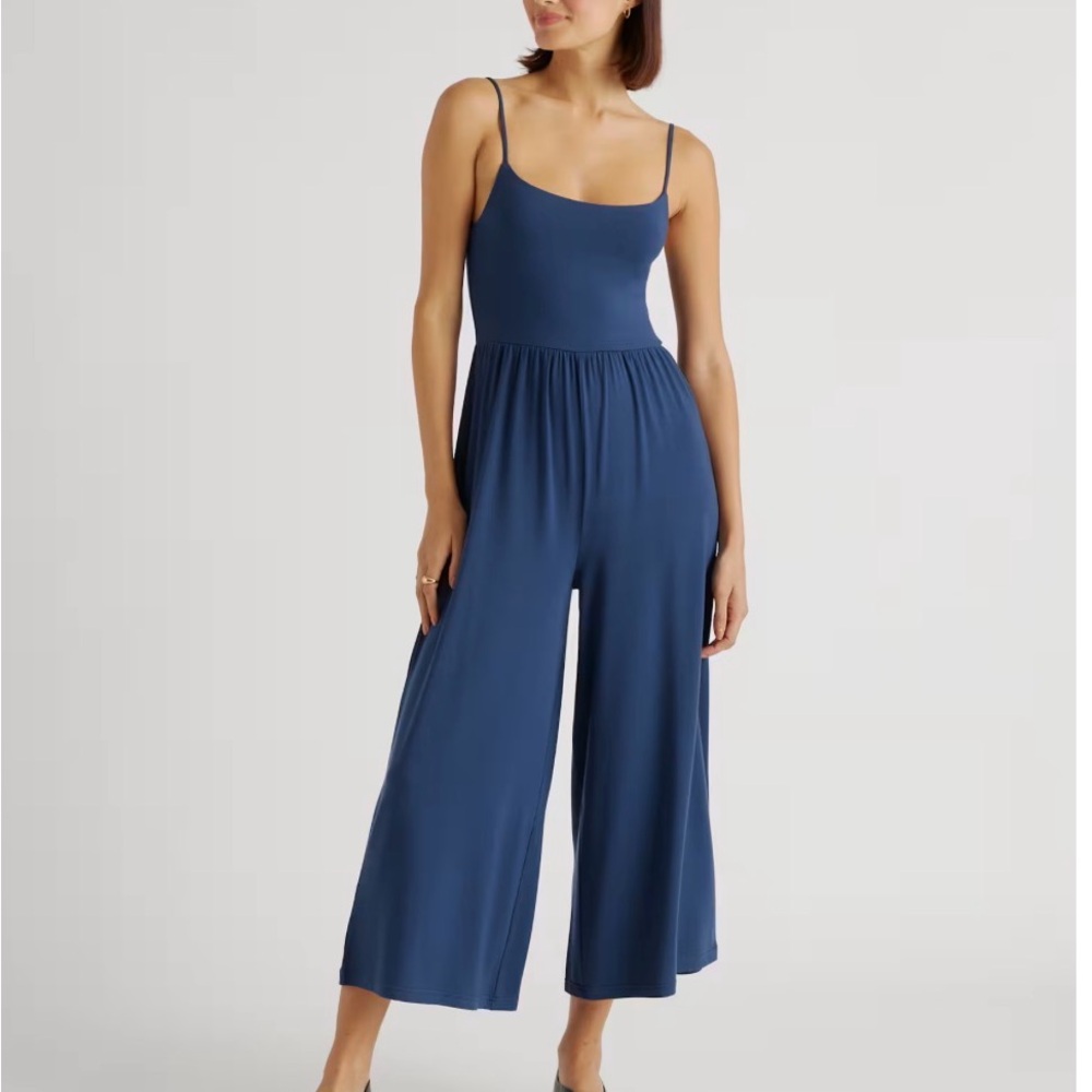Quince Women’s Wide-Leg Spaghetti Strap Jumpsuit — Blue